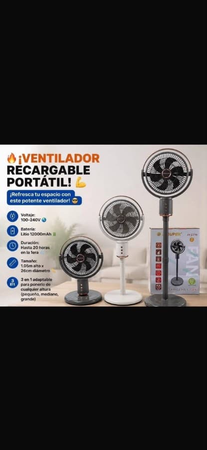 Ventilador recargable iSuper 12000 mAh