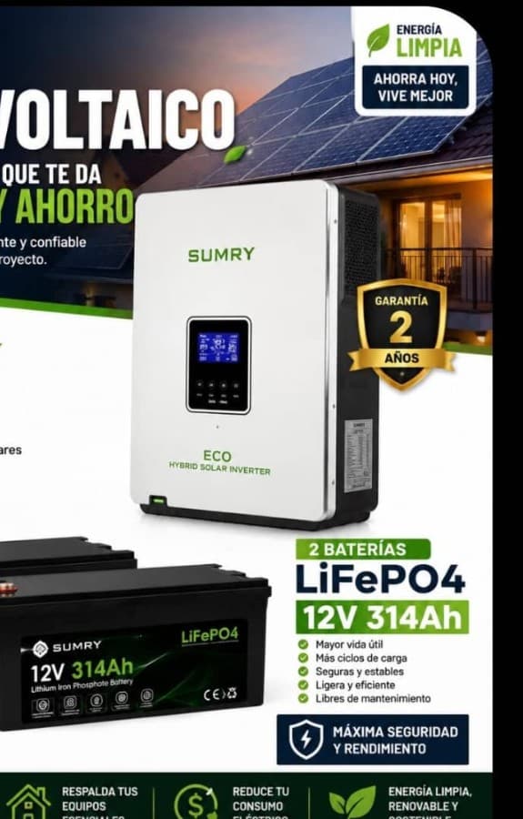 Kit fotovoltaico #3 Sumry 4 kW con batería LiFePO4 7 kWh