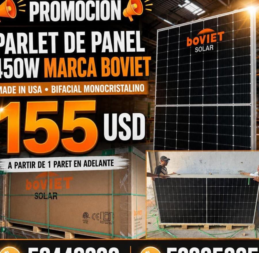 Panel solar bifacial monocristalino Boviet Solar 450 W