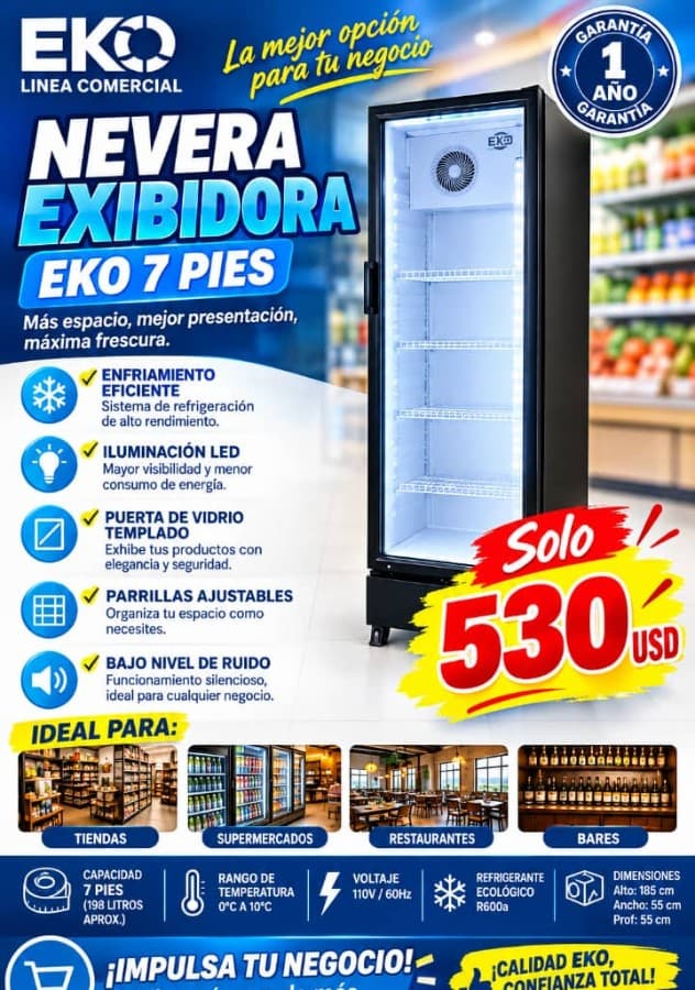 Nevera exhibidora Eko 7 pies