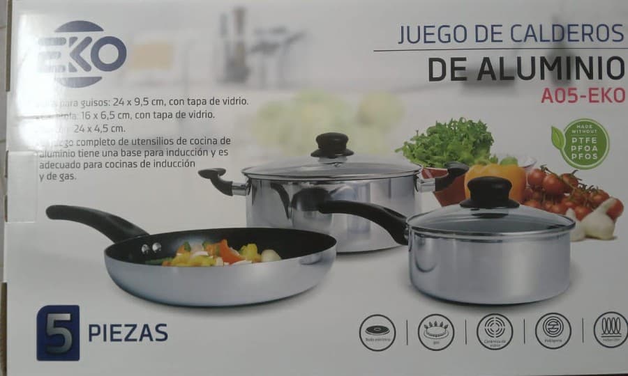 Juego de calderos de aluminio Eko A05-EKO 5 piezas