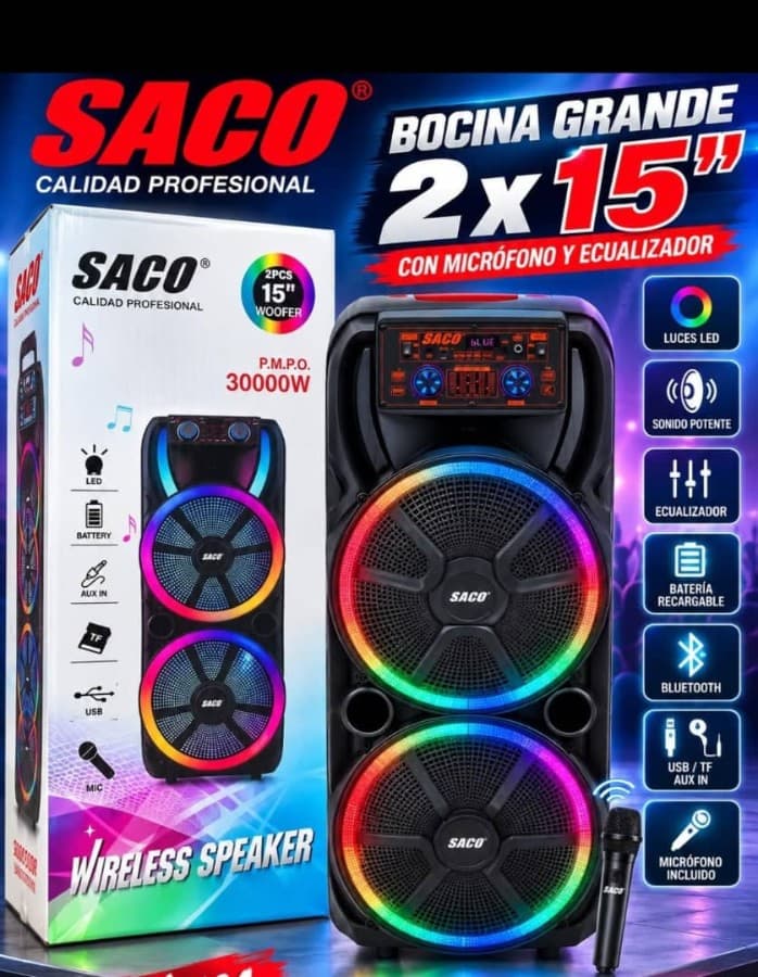 Bocina portátil SACO 2×15"