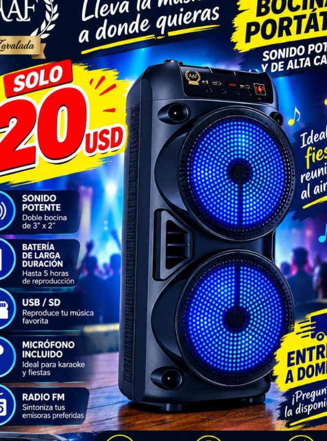 Bocina portátil AAF Zavalada 3"×2"