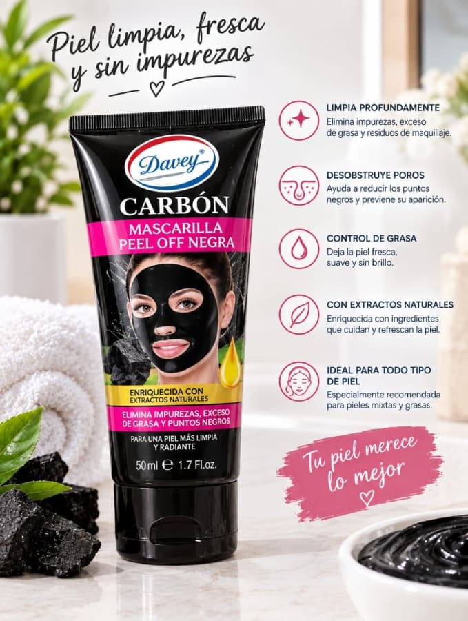 Mascarilla peel-off de carbón Davey